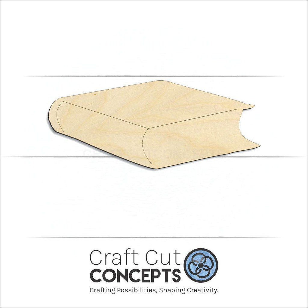 Craft Cut Concepts Logo under a wood Closed Book craft shape and blank