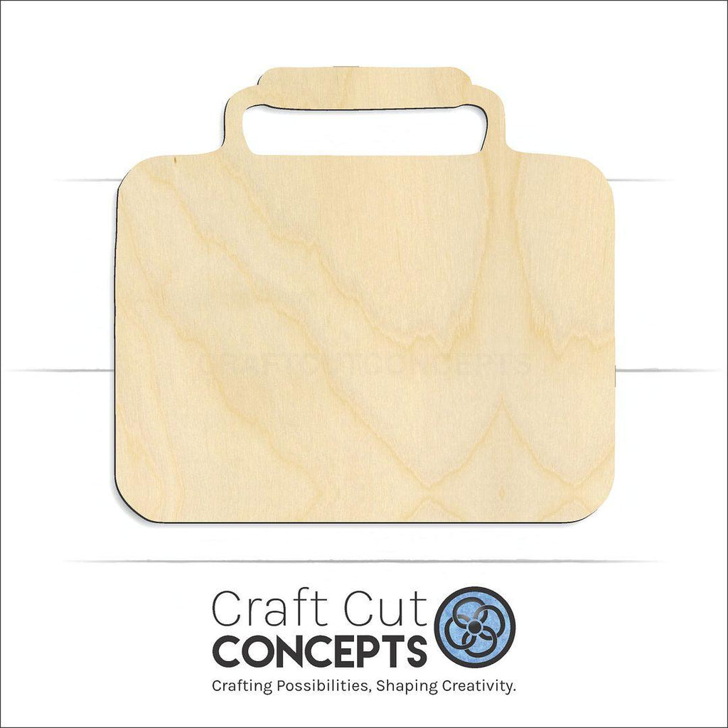 Craft Cut Concepts Logo under a wood Lunch Box craft shape and blank