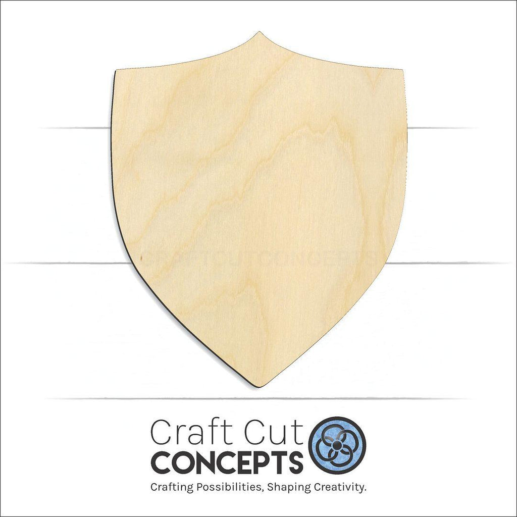 Craft Cut Concepts Logo under a wood Shield craft shape and blank