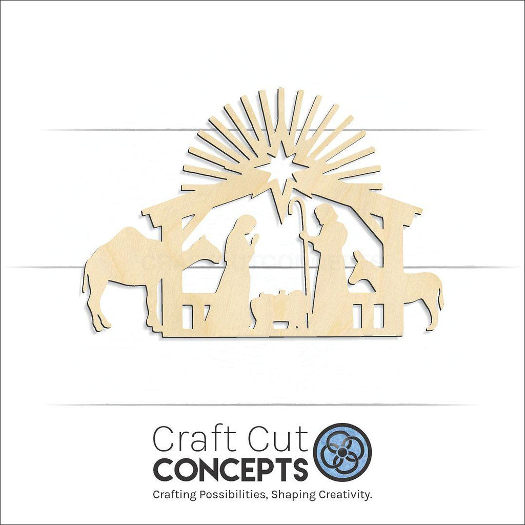 Craft Cut Concepts Logo under a wood Nativity Set craft shape and blank