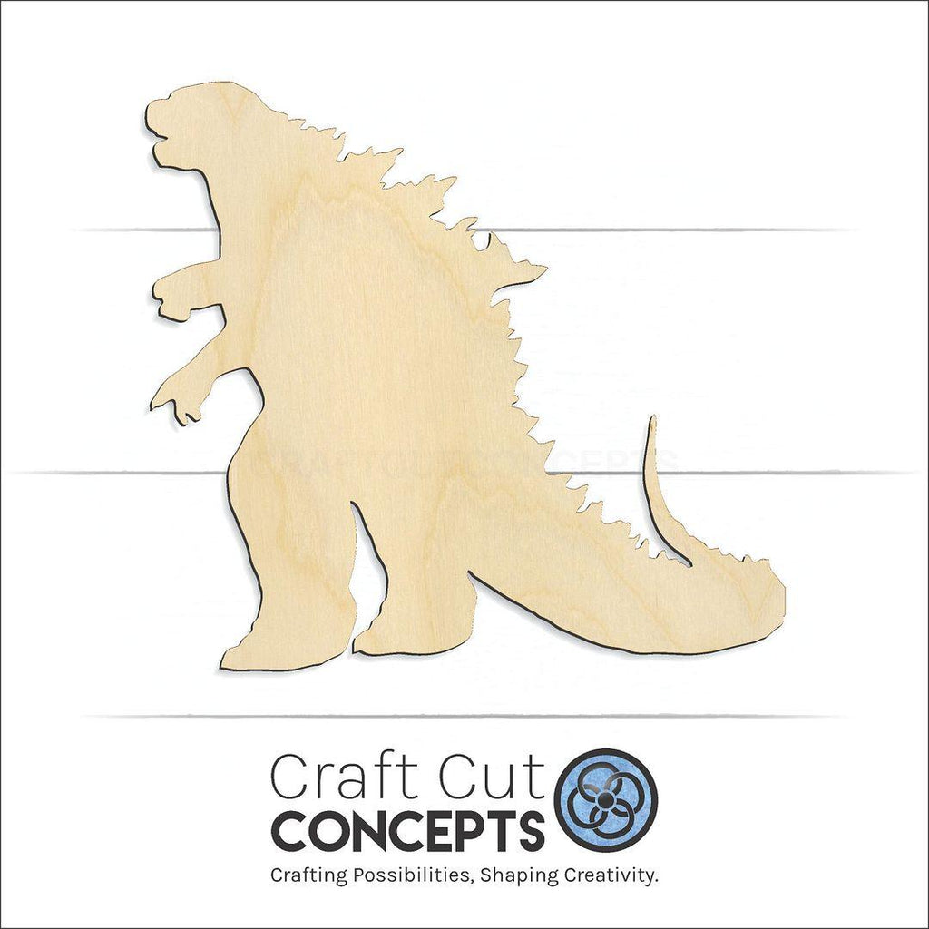 Craft Cut Concepts Logo under a wood Godzilla craft shape and blank