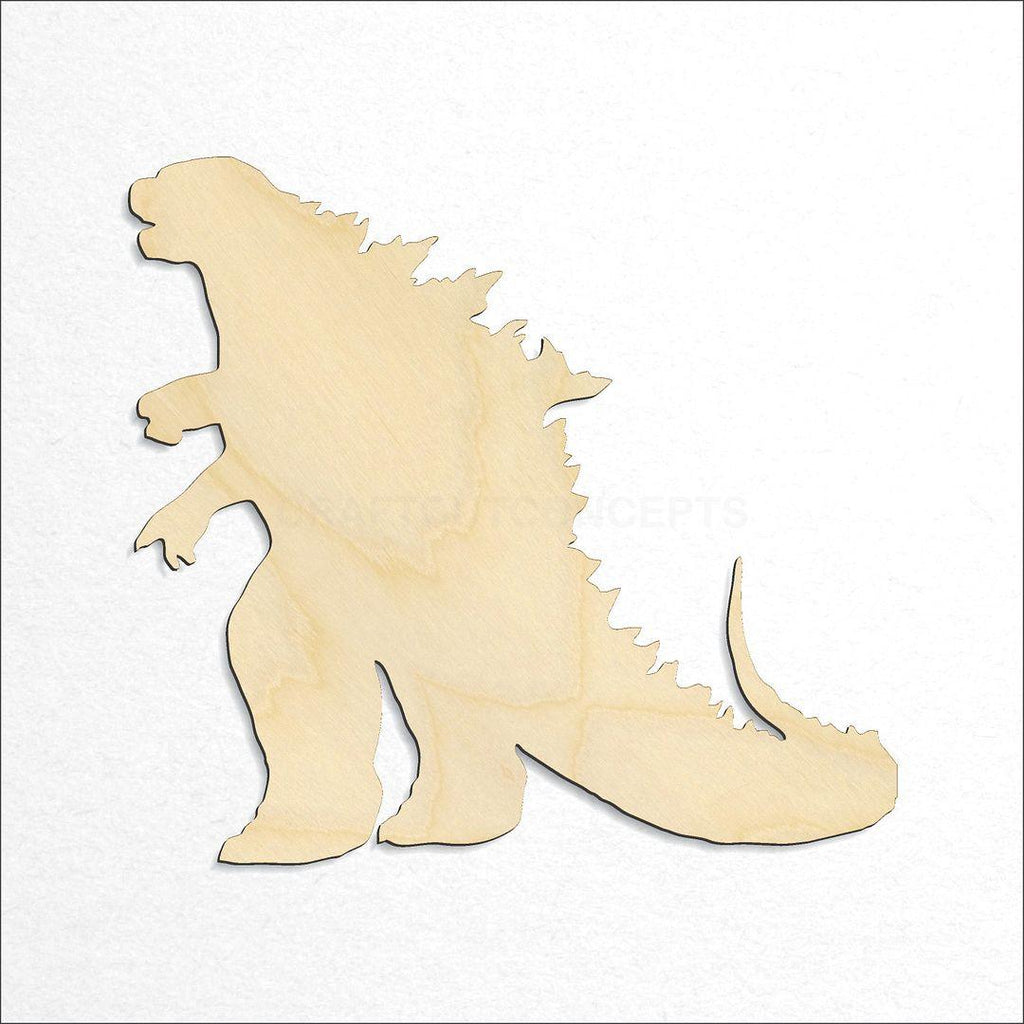 Wooden Godzilla craft shape available in sizes of 2 inch and up
