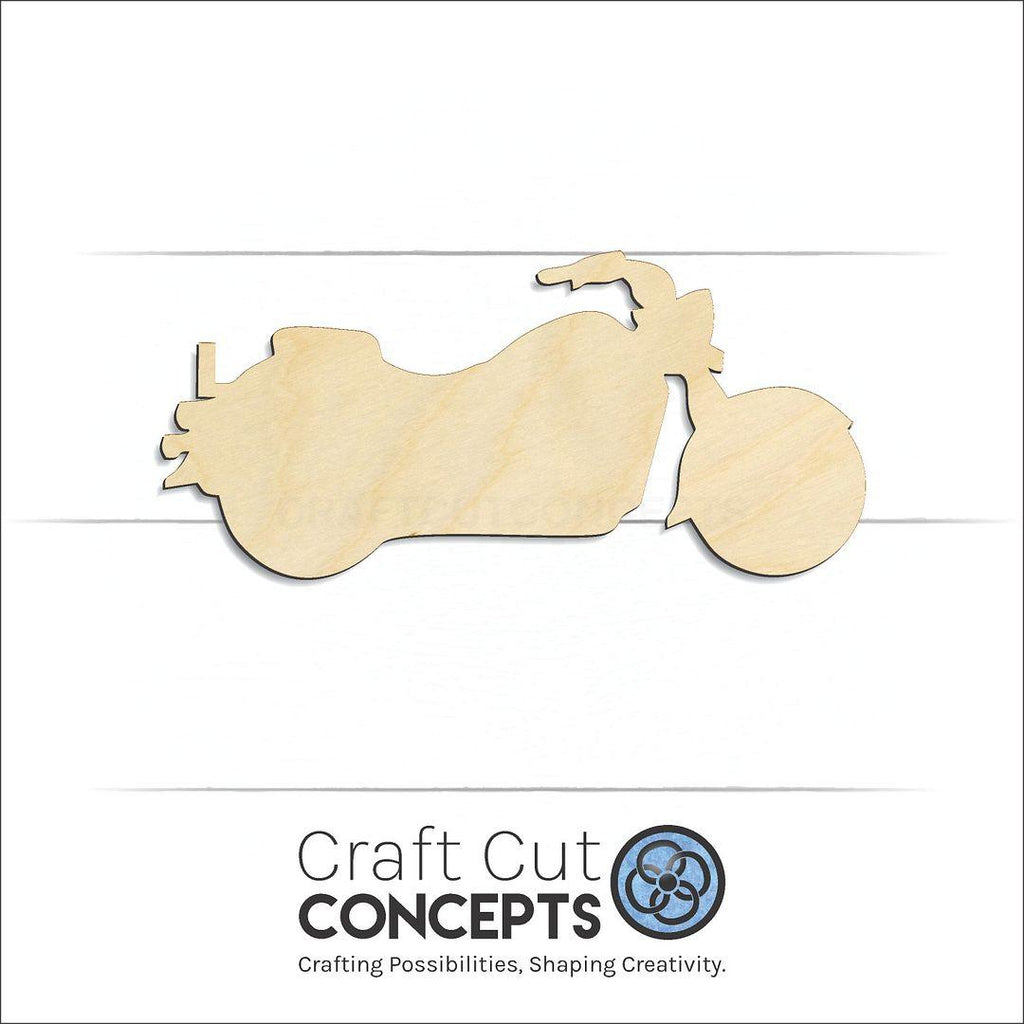 Craft Cut Concepts Logo under a wood Motor Cycle craft shape and blank