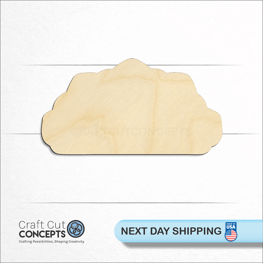 Craft Cut Concepts logo and next day shipping banner with an unfinished wood Loaded Taco craft shape and blank