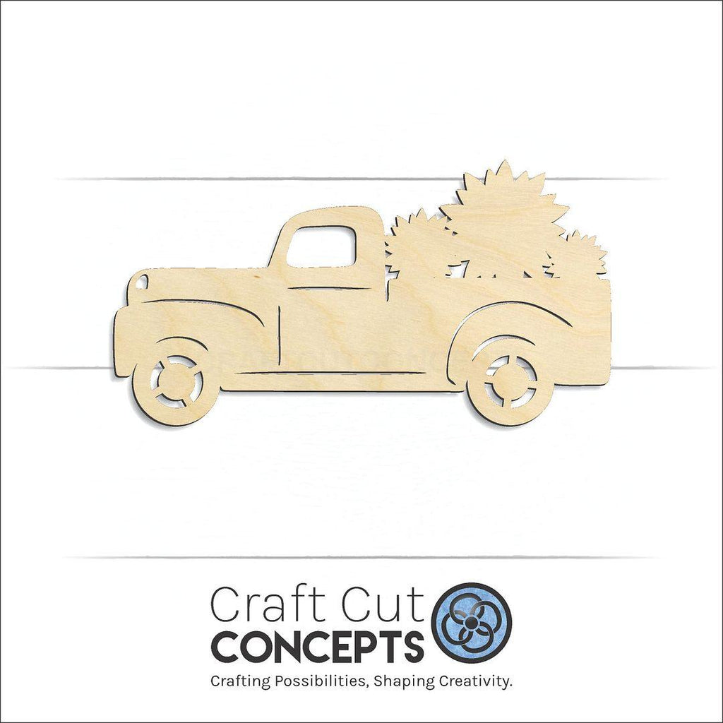 Craft Cut Concepts Logo under a wood Old Truck with SunFlowers craft shape and blank