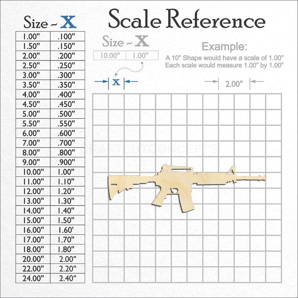 A scale and graph image showing a wood AR15 craft blank