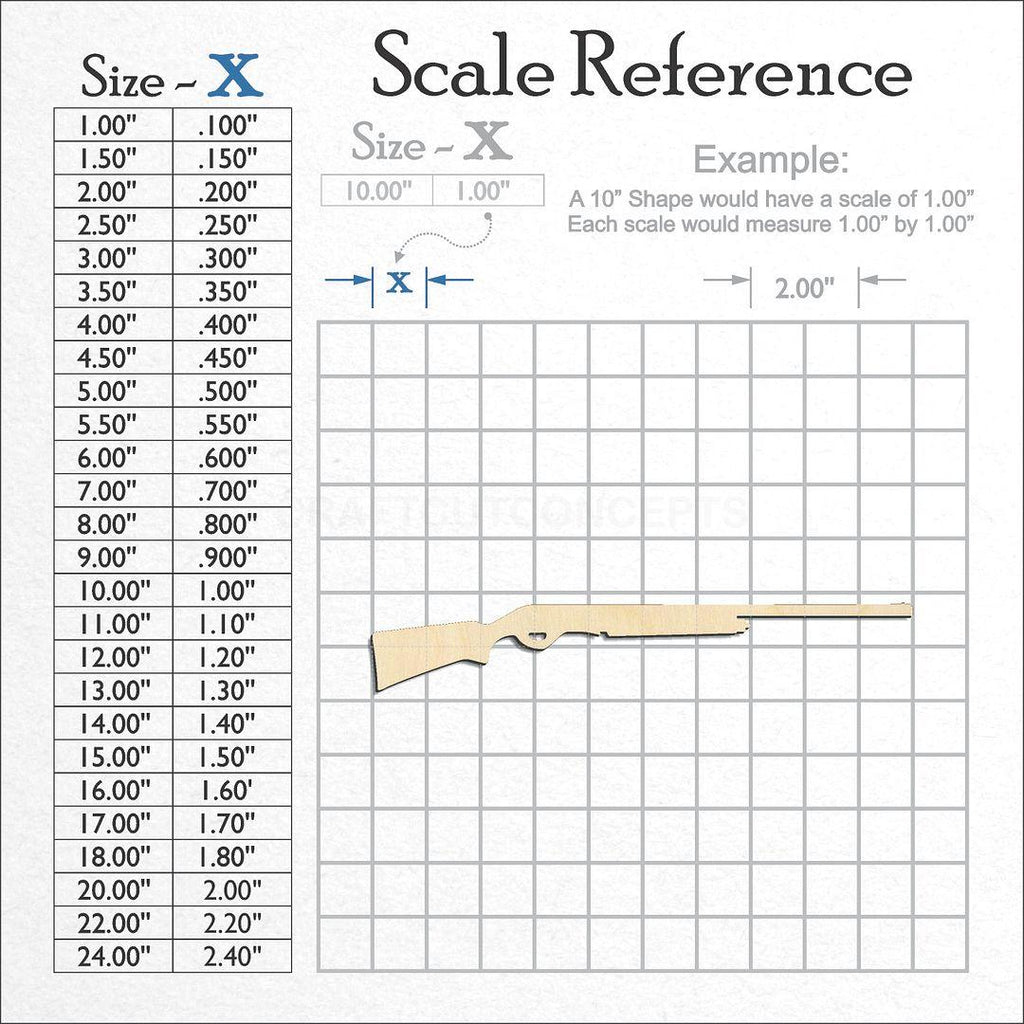 A scale and graph image showing a wood Shotgun craft blank