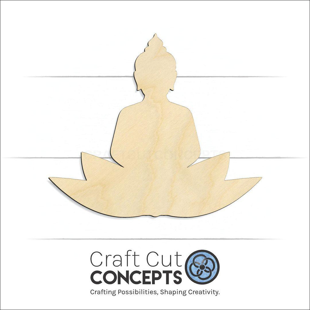 Craft Cut Concepts Logo under a wood Buddha craft shape and blank