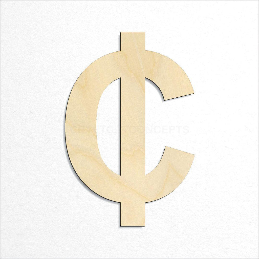 Wooden Cent Symbol craft shape available in sizes of 1 inch and up