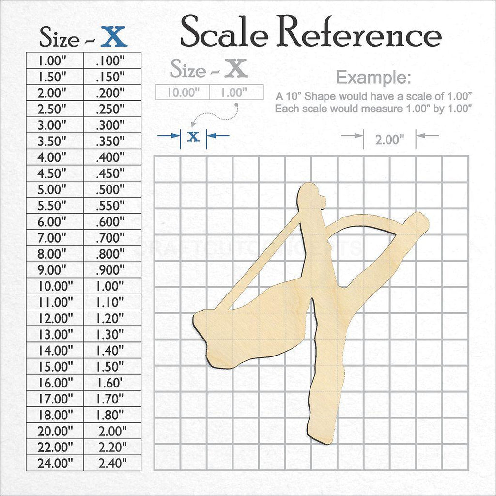 A scale and graph image showing a wood Sling Shot craft blank