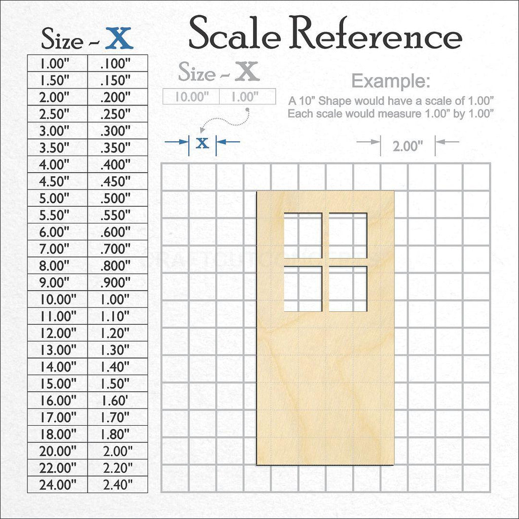 A scale and graph image showing a wood Door craft blank