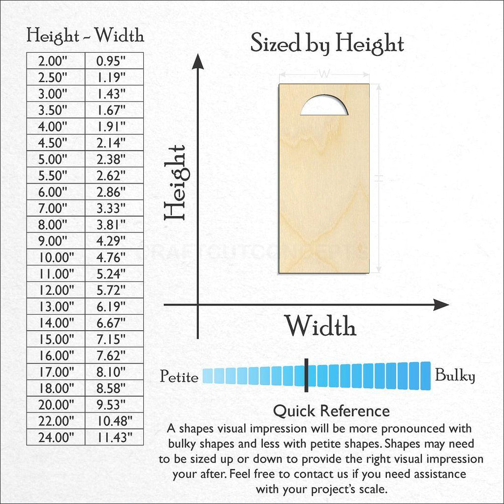 Sizes available for a laser cut Door craft blank