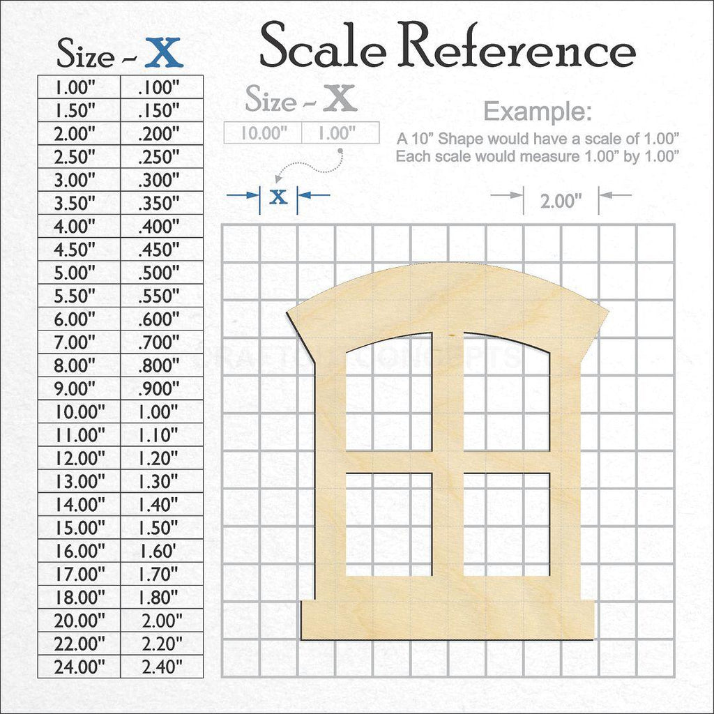 A scale and graph image showing a wood Window craft blank