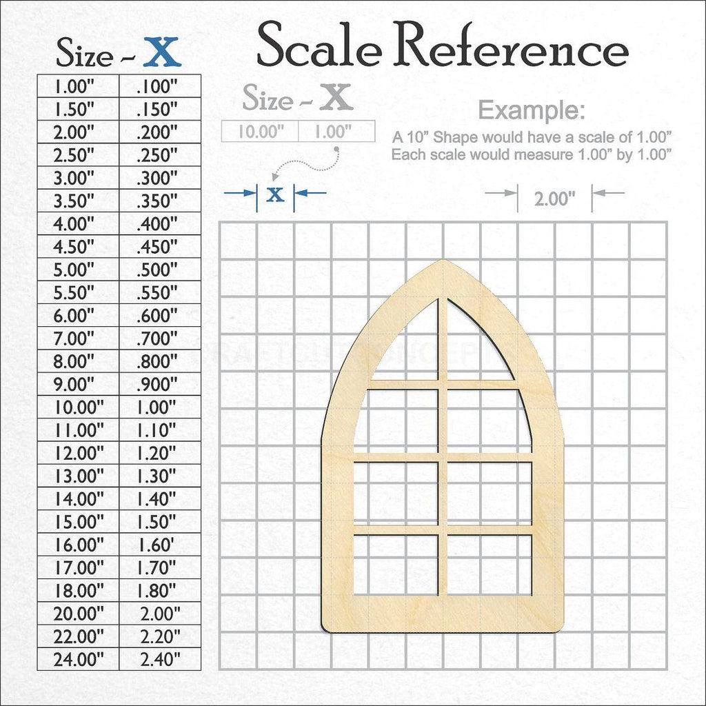 A scale and graph image showing a wood Window craft blank