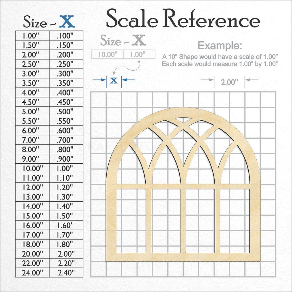 A scale and graph image showing a wood Window craft blank