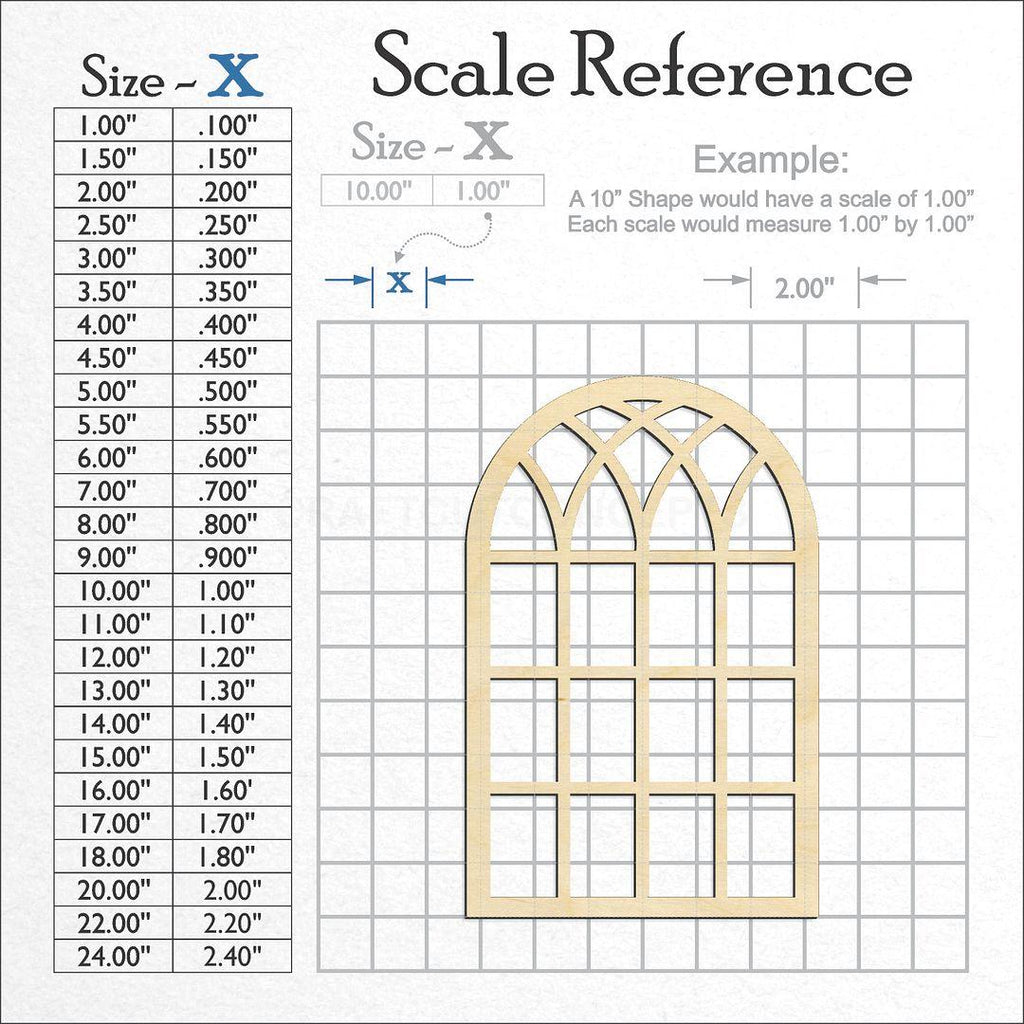 A scale and graph image showing a wood Window craft blank