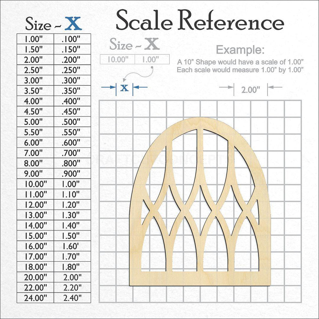 A scale and graph image showing a wood Window craft blank