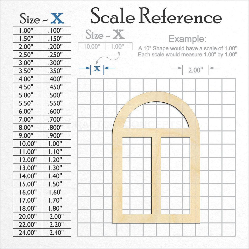 A scale and graph image showing a wood Window craft blank