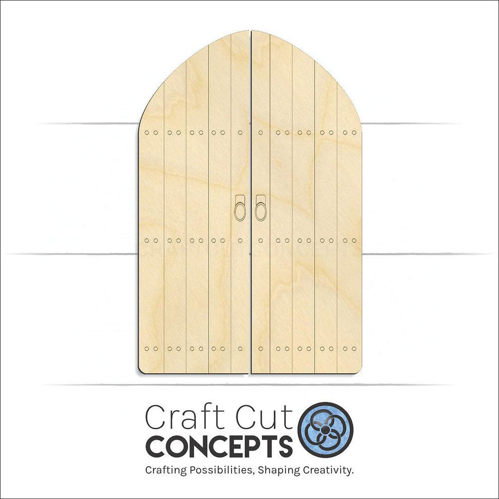 Craft Cut Concepts Logo under a wood Fairy Castle Door craft shape and blank