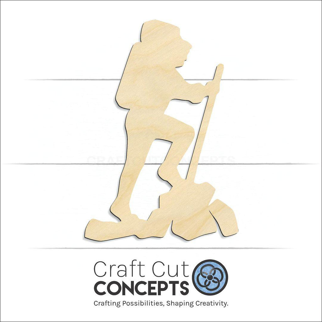 Craft Cut Concepts Logo under a wood Hiker craft shape and blank