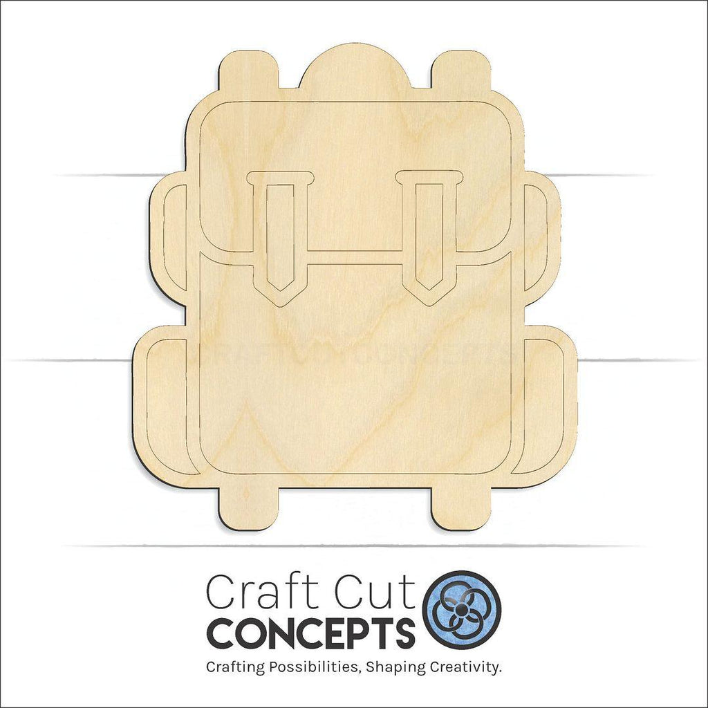 Craft Cut Concepts Logo under a wood Hiker Backpack craft shape and blank