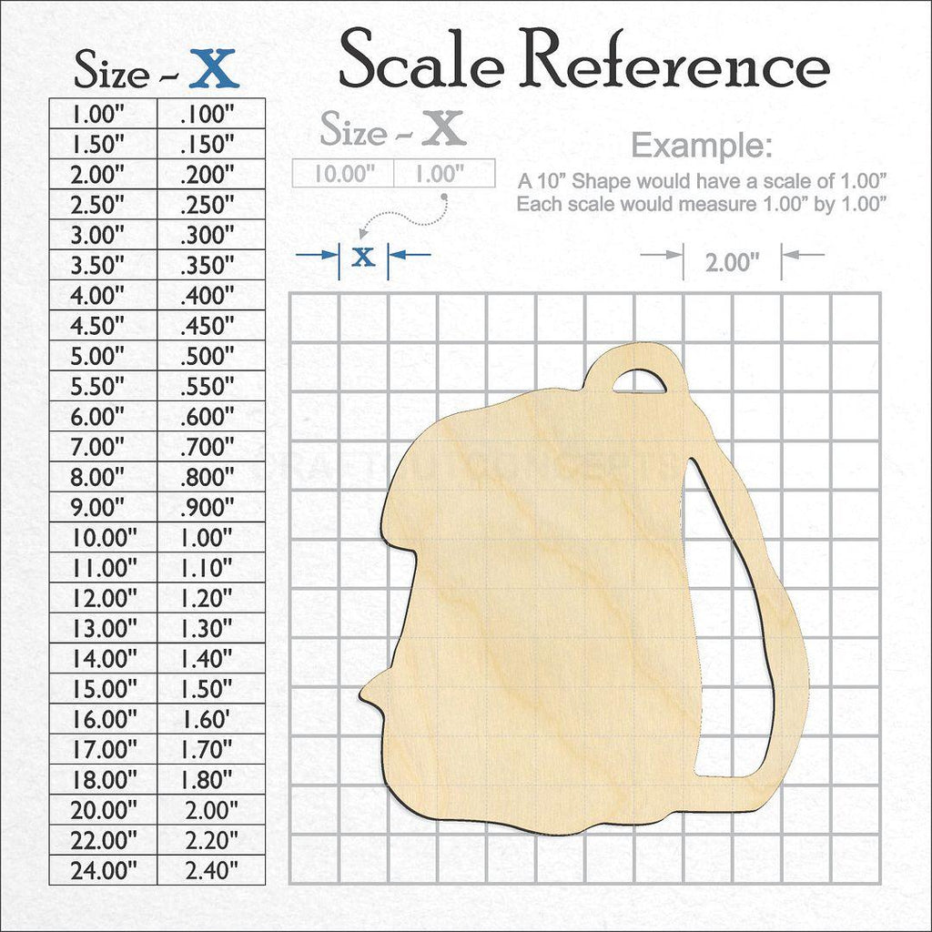 A scale and graph image showing a wood Backpack craft blank