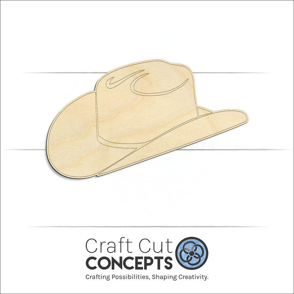 Craft Cut Concepts Logo under a wood Cowboy Hat craft shape and blank