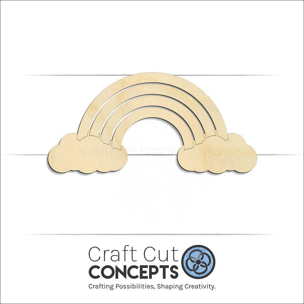 Craft Cut Concepts Logo under a wood Cloud Rainbow craft shape and blank