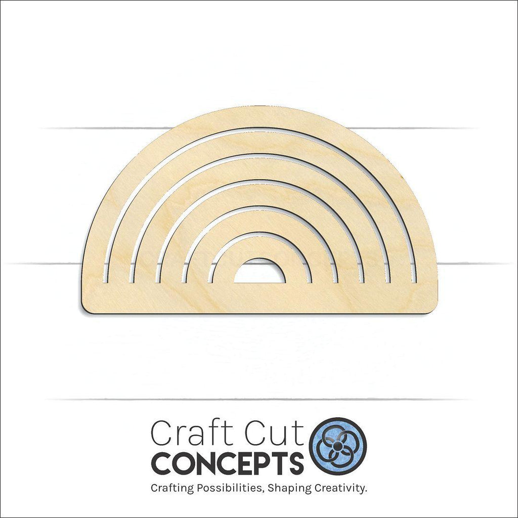 Craft Cut Concepts Logo under a wood Six Rainbow Wide craft shape and blank