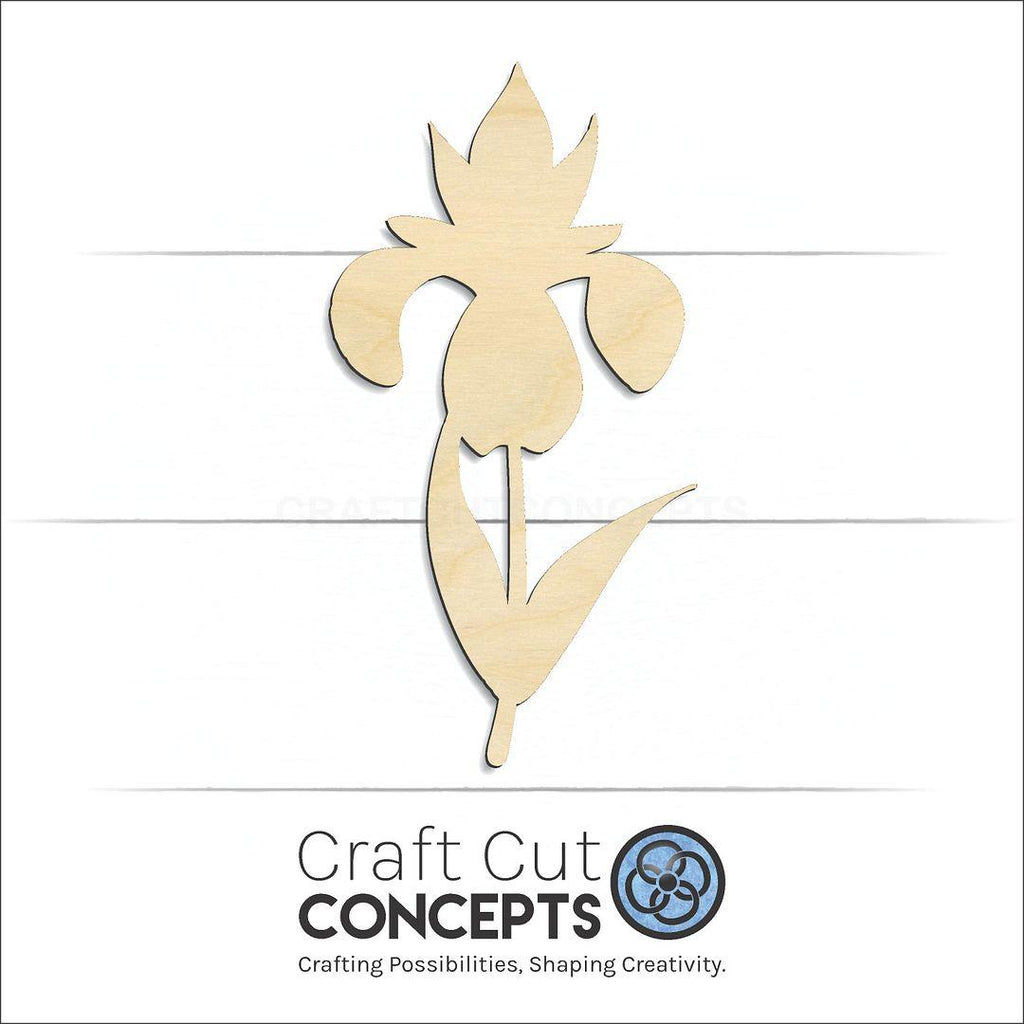 Craft Cut Concepts Logo under a wood Flower - Iris craft shape and blank