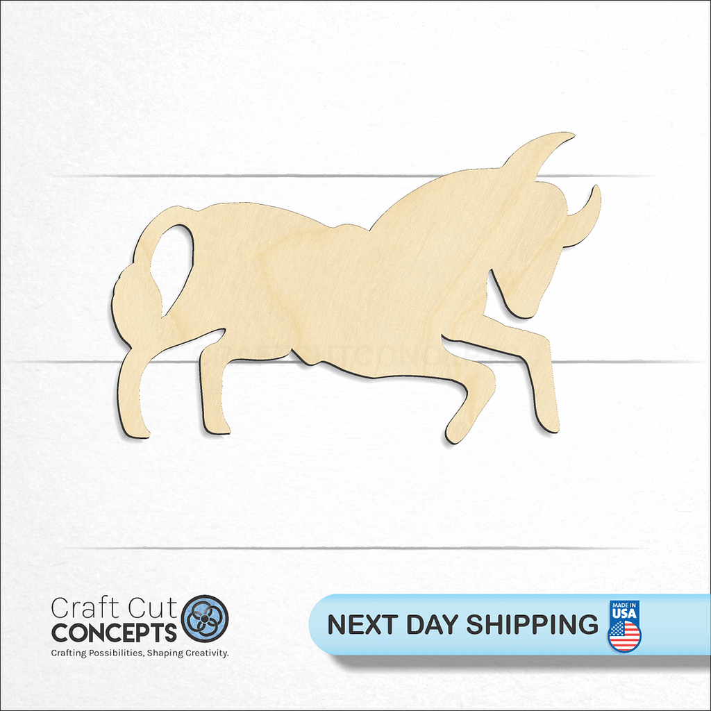 Craft Cut Concepts logo and next day shipping banner with an unfinished wood Zodiac - Taurus craft shape and blank