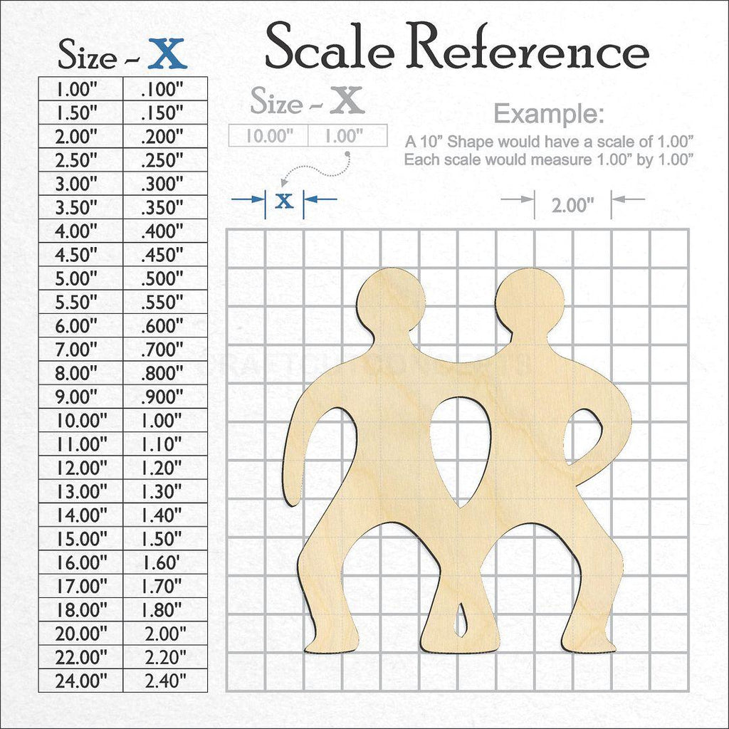 A scale and graph image showing a wood Zodiac - Gemini craft blank