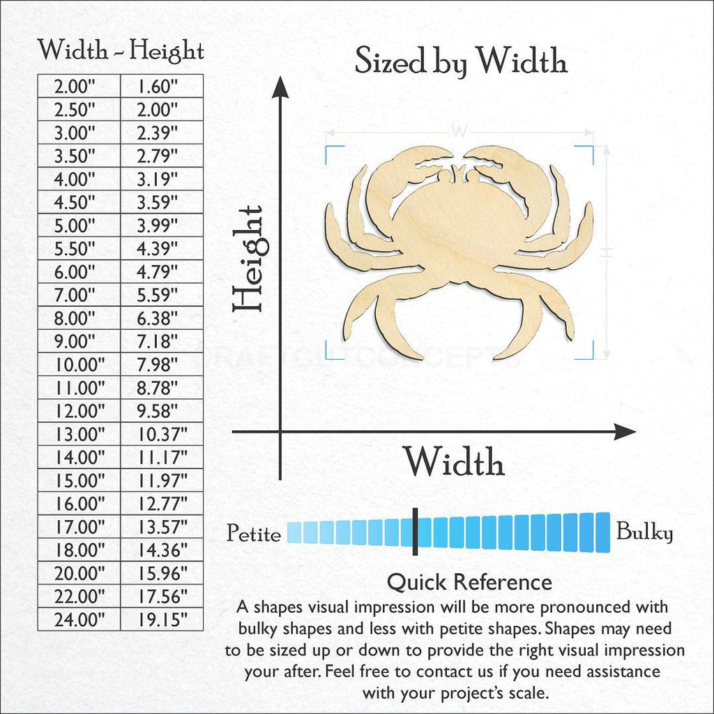 Sizes available for a laser cut Zodiac - Cancer craft blank