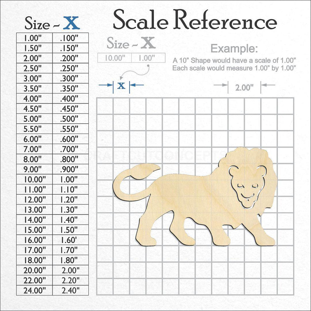 A scale and graph image showing a wood Zodiac - Leo craft blank