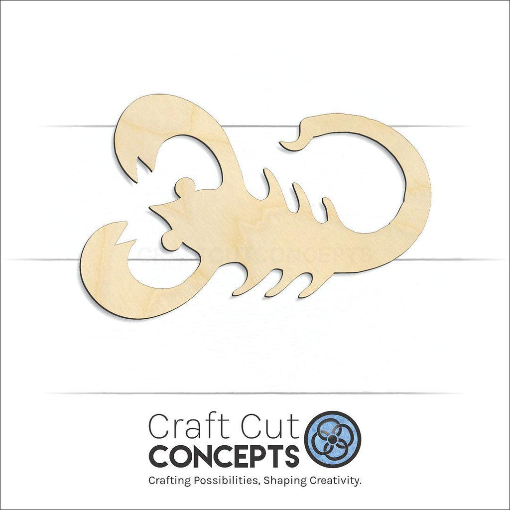 Craft Cut Concepts Logo under a wood Zodiac - Scorpio craft shape and blank