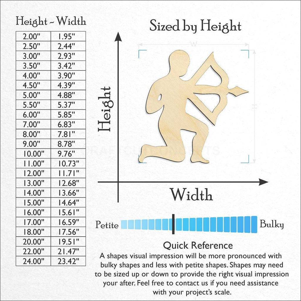 Sizes available for a laser cut Zodiac - Sagittarius craft blank