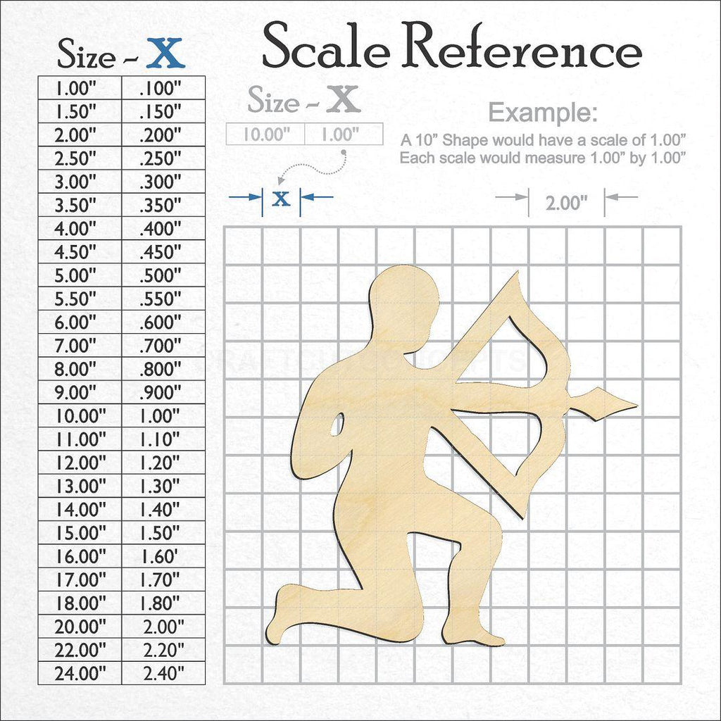 A scale and graph image showing a wood Zodiac - Sagittarius craft blank