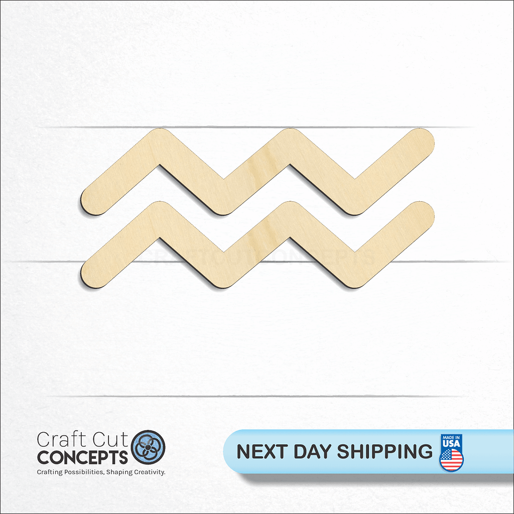 Craft Cut Concepts logo and next day shipping banner with an unfinished wood Zodiac - Acquarius craft shape and blank