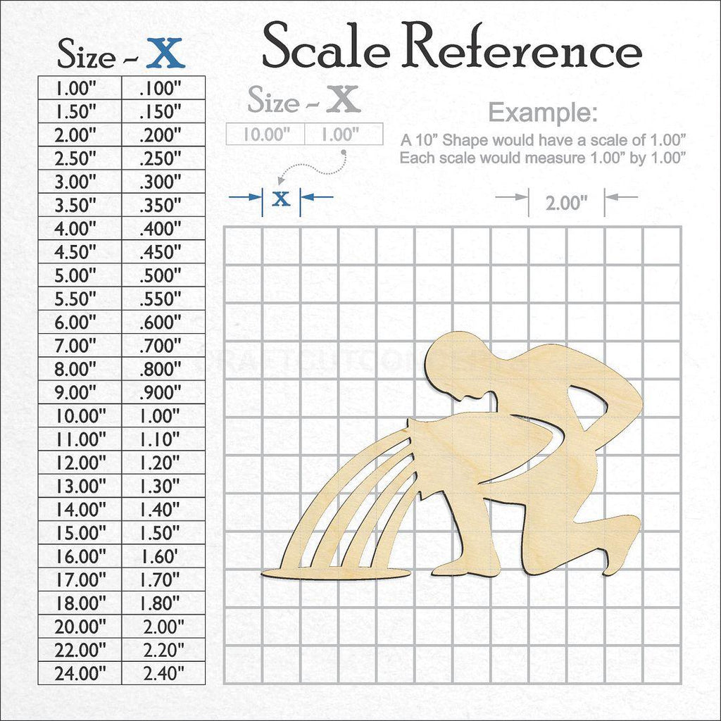 A scale and graph image showing a wood Zodiac - Acquarius craft blank