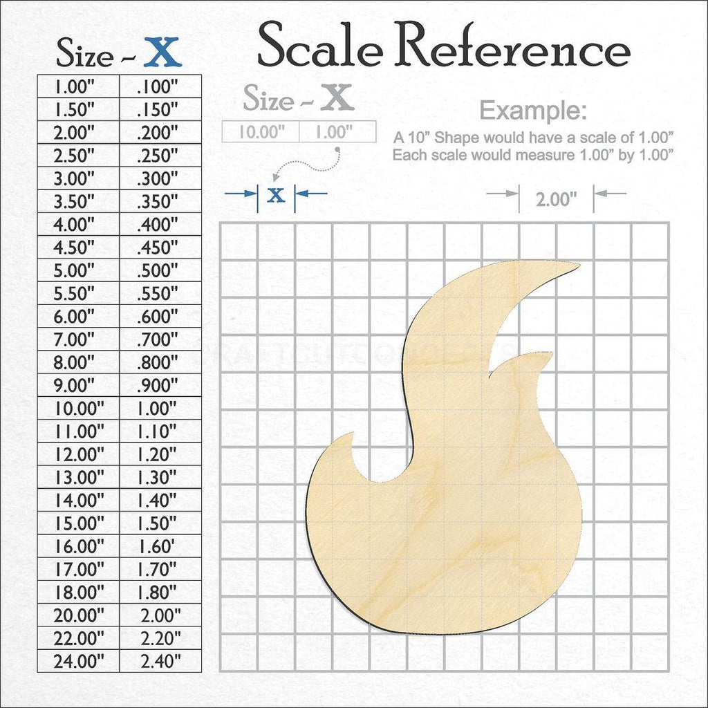 A scale and graph image showing a wood Fire Element craft blank