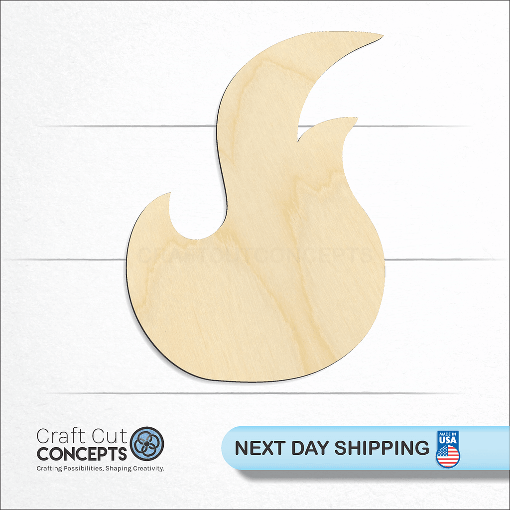 Craft Cut Concepts logo and next day shipping banner with an unfinished wood Fire Element craft shape and blank