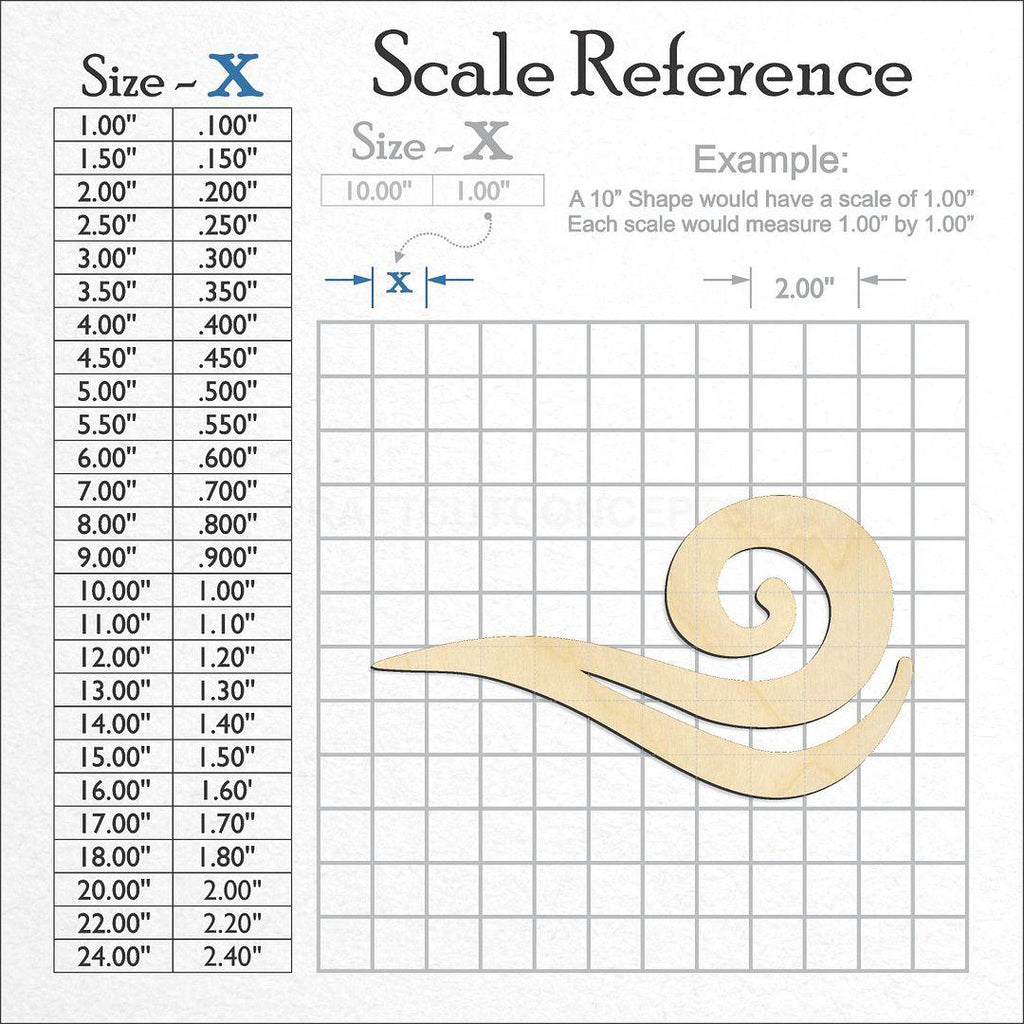 A scale and graph image showing a wood Wind Element craft blank