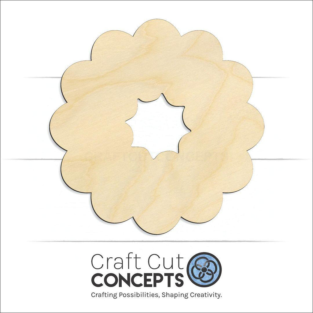 Craft Cut Concepts Logo under a wood Christmas Wreath craft shape and blank
