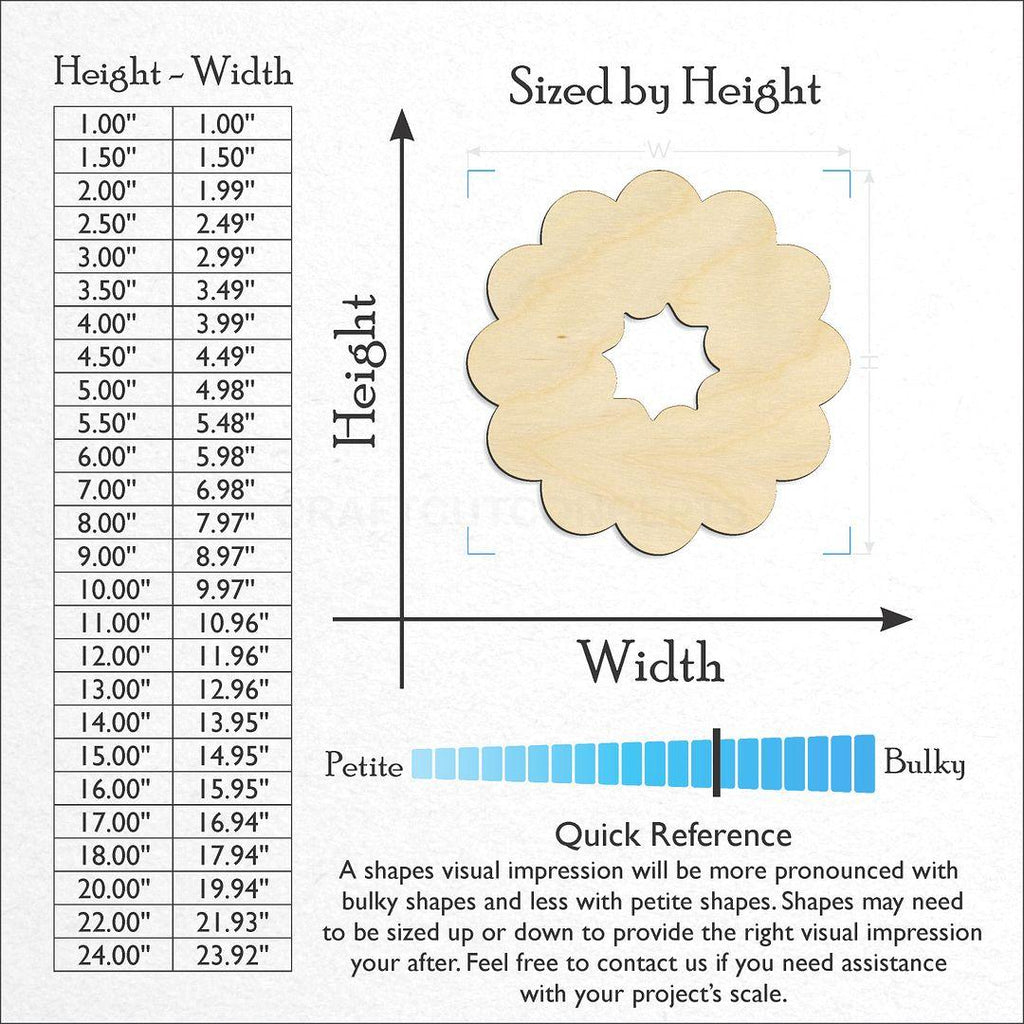 Sizes available for a laser cut Christmas Wreath craft blank