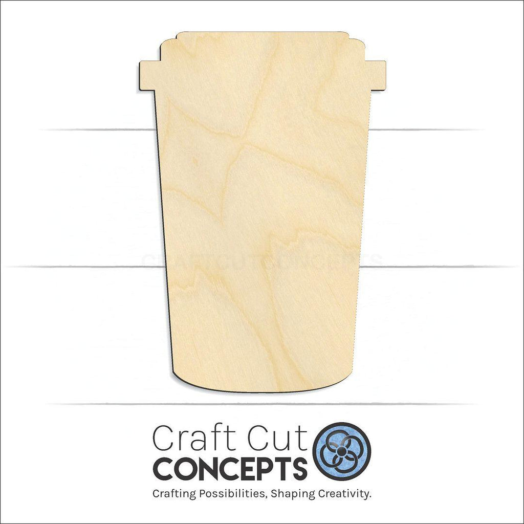 Craft Cut Concepts Logo under a wood To Go Cup craft shape and blank