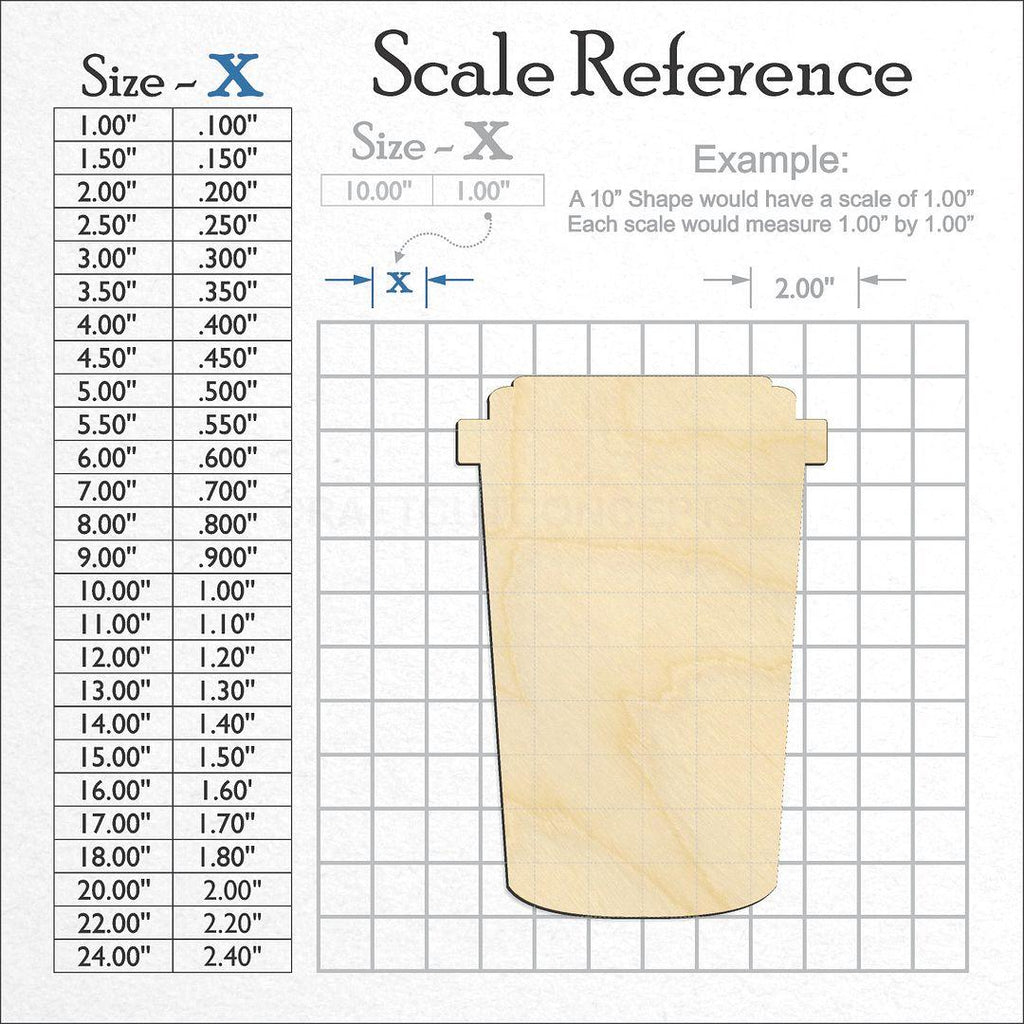 A scale and graph image showing a wood To Go Cup craft blank