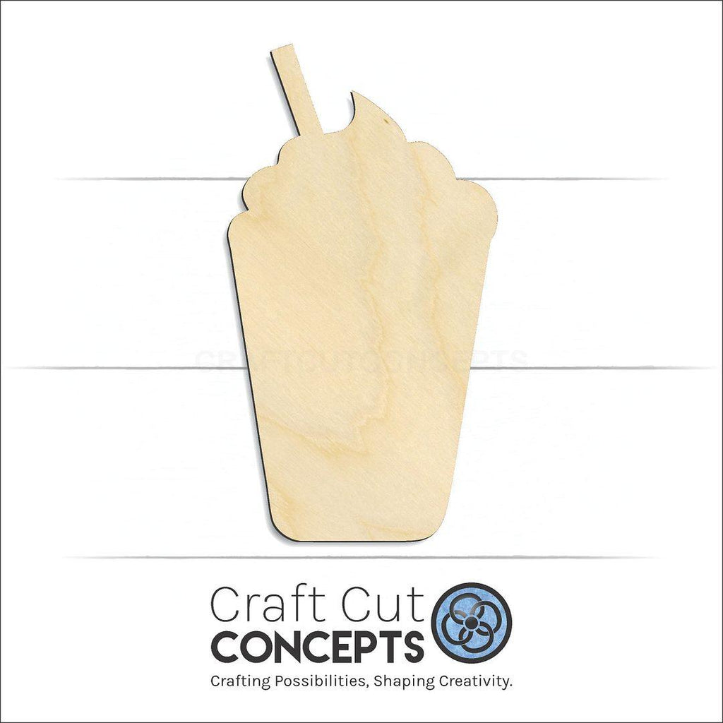 Craft Cut Concepts Logo under a wood Milk Shake craft shape and blank