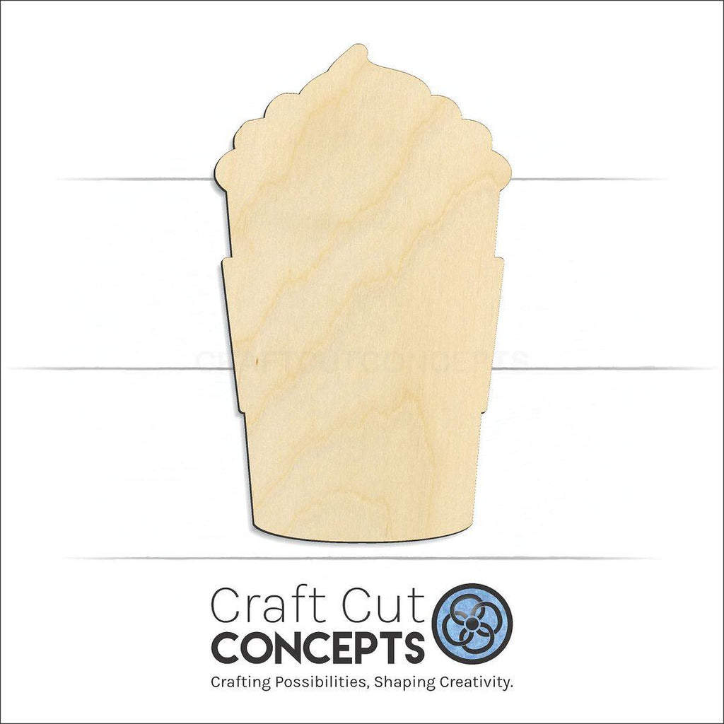 Craft Cut Concepts Logo under a wood Ice Cup craft shape and blank