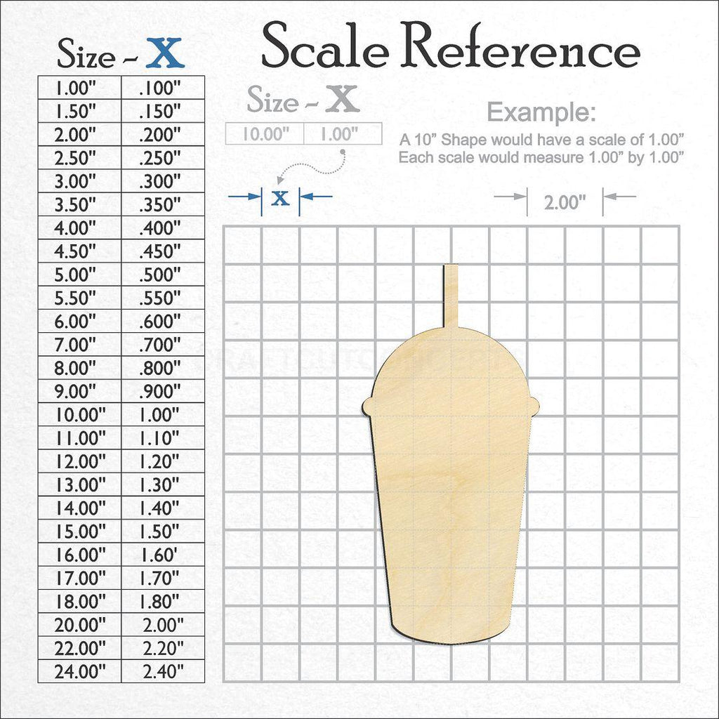 A scale and graph image showing a wood Ice Cup craft blank