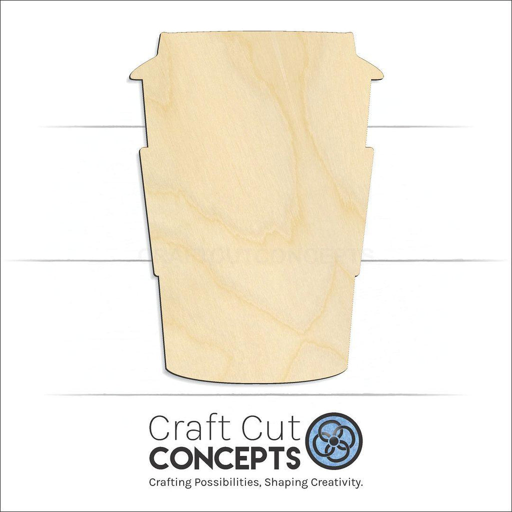 Craft Cut Concepts Logo under a wood Disposable Coffee Cup craft shape and blank